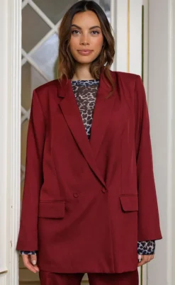 Black Colour Blazer - Zarra - Wine