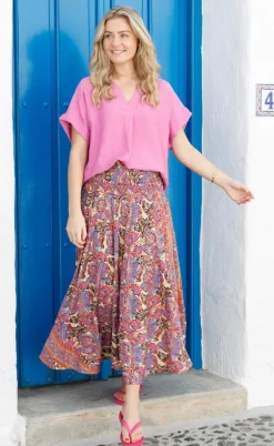 Black Colour Bluse - Samos - Pink