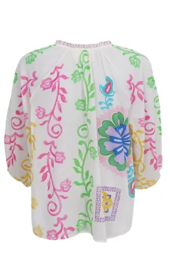 Black Colour Bluse - Sun - White Flower