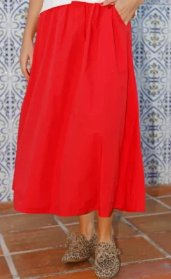 Black Colour Nederdel - Abbie - Red