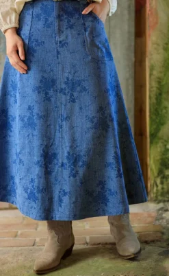 Black Colour Nederdel - Fiola - Denim Blue