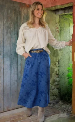 Black Colour Nederdel - Fiola - Denim Blue