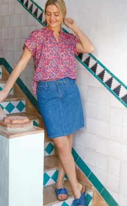 Black Colour Nederdel - Nettie - Mid Blue Wash