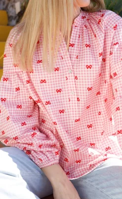 Black Colour Skjorte - Witty - Pink Bow