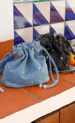 Black Colour Taske - Tulip - Lt. Denim Blue