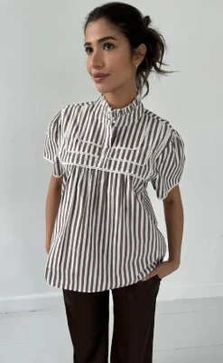 Continue Bluse - Isabella - Brown Stripe