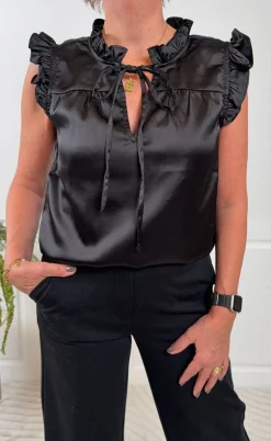 Continue Bluse - Lilly Satin - Black