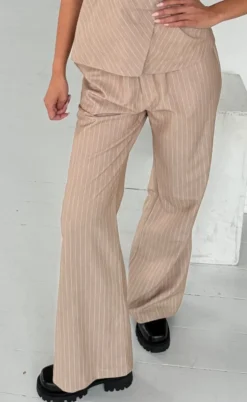 Continue Bukser - Roberta - Sand/White Stripe