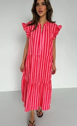 Continue Kjole - Bea - Stribe Pink/Red Stripe