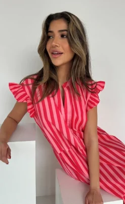 Continue Kjole - Bea - Stribe Pink/Red Stripe