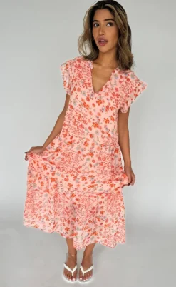 Continue Kjole - Bea Long - Pink Flower