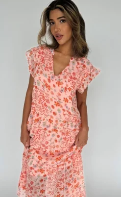 Continue Kjole - Bea Long - Pink Flower