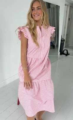 Continue Kjole - Bea Long - Pink Stripe