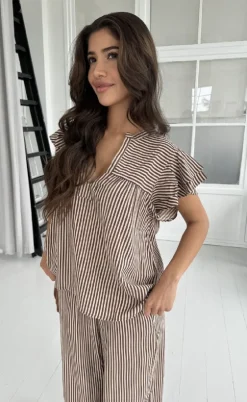 Continue Top - Christel - Brown Small Stripe