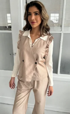 Continue Vest - Lydia - Sand/White Stripe