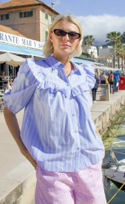 Cras Bluse - Ellen - Blue Pink Stripe