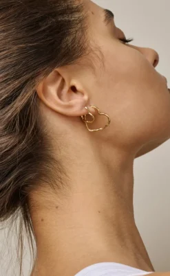 ENAMEL Copenhagen Øreringe - Organic Heart Medium - Gold Colour