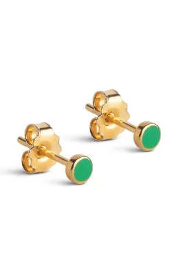 Enamel Copenhagen Øreringe - Stud Enamel Dot - Grass Green