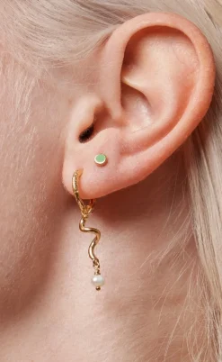 Enamel Copenhagen Øreringe - Stud Enamel Dot - Grass Green