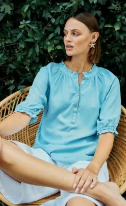 Freequent Bluse - Carly - Light Blue Denim