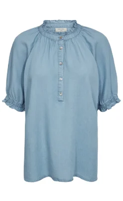 Freequent Bluse - Carly - Light Blue Denim