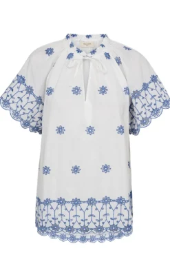 Freequent Bluse - Didi - Brilliant White w. Deep Ultrama