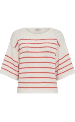 Freequent Bluse - Grande - Brilliant White w. Hot Coral