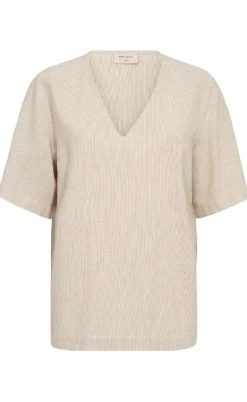 Freequent Bluse - Lava - Simply Taupe w. Off-white