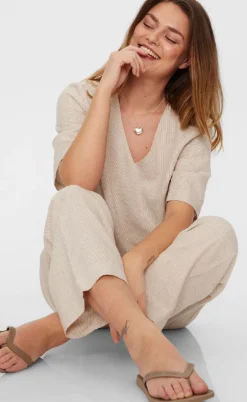 Freequent Bluse - Lava - Simply Taupe w. Off-white