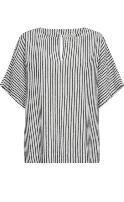 Freequent Bluse - Lavisco - Star Off-white w. Navy Blazer