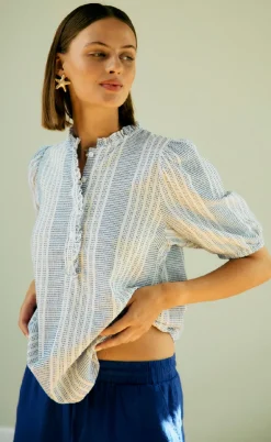 Freequent Bluse - Nollie - Brilliant White w. Deep Ultrama