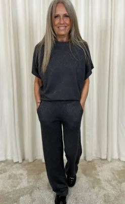 Freequent Bukser - Anilux - Gray Pinetripe W. Gunmetal