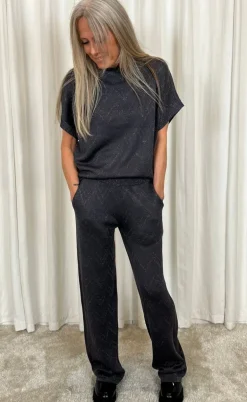 Freequent Bukser - Anilux - Gray Pinetripe W. Gunmetal