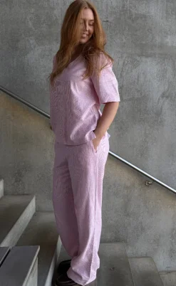 Freequent Bukser - Lava  - Off White w. Fuchsia Pink