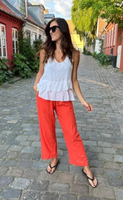 Freequent Bukser - Lava Ankle - Hot Coral