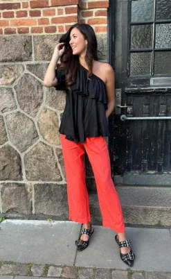 Freequent Bukser - Lava Ankle - Hot Coral