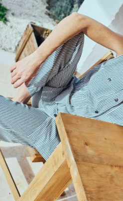 Freequent Bukser - Mella - Star Off-white w. Navy Blazer