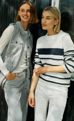 Freequent Bukser - Mella - Star Off-white w. Navy Blazer