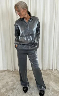 Freequent Bukser - Naron - Gray Pinstripe