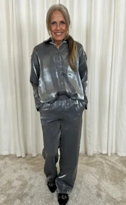 Freequent Bukser - Naron - Gray Pinstripe