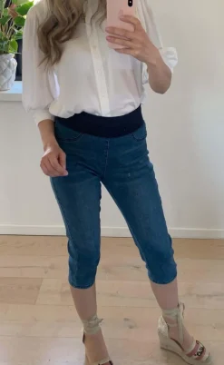 Freequent Bukser - Shantal Capri Denim - Medium Blue Denim