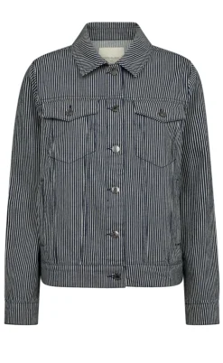 Freequent Jakke - Melly - Off-white w. Navy Blazer