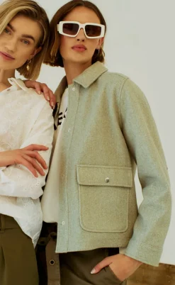 Freequent Jakke - Yanna - Deep Lichen Green Mel.