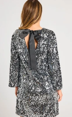 Freequent Kjole - Eve  - Silver w. Black