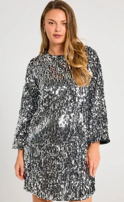 Freequent Kjole - Eve  - Silver w. Black