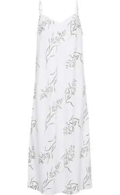 Freequent Kjole - Laluna  - Brilliant White w. Deep Lichen green