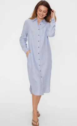 Freequent Kjole - Lava - Off White w. Nebulas Blue