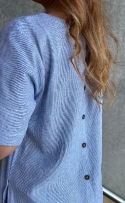 Freequent Kjole - Lava - Off-white w. Nebulas Blue