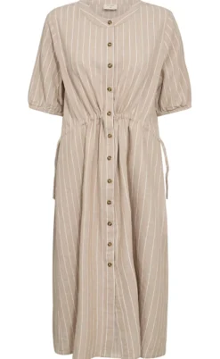 Freequent Kjole - Lava - Sand Melange w. Star Off-white