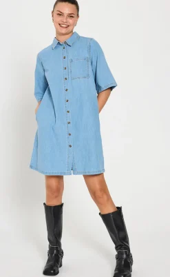 Freequent Kjole - Lisea - Light Blue Denim